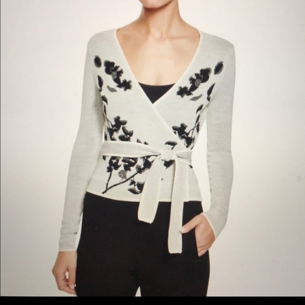 Authentic DVF Wrap Sweater Floral Details M